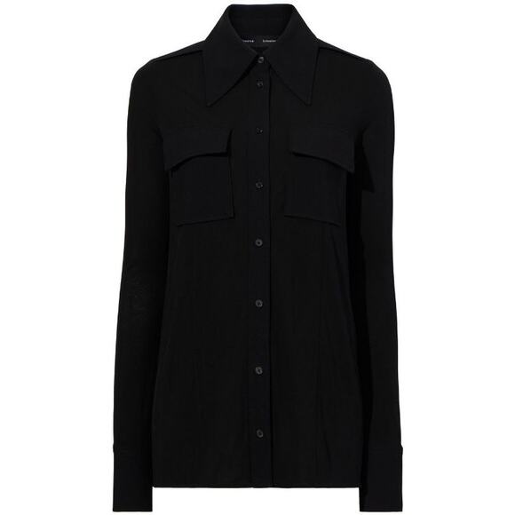 Proenza Schouler Matte Jersey Long Sleeve Button Up Shirt Size 6 - Picture 5 of 16